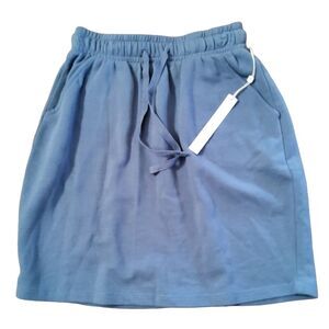 Caslon Drawstring Mini Sweat Skirt Blue XS New